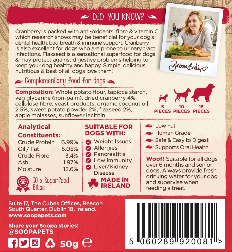 Soopa Cranberry & Sweet Potato Healthy Bites Dog Treats