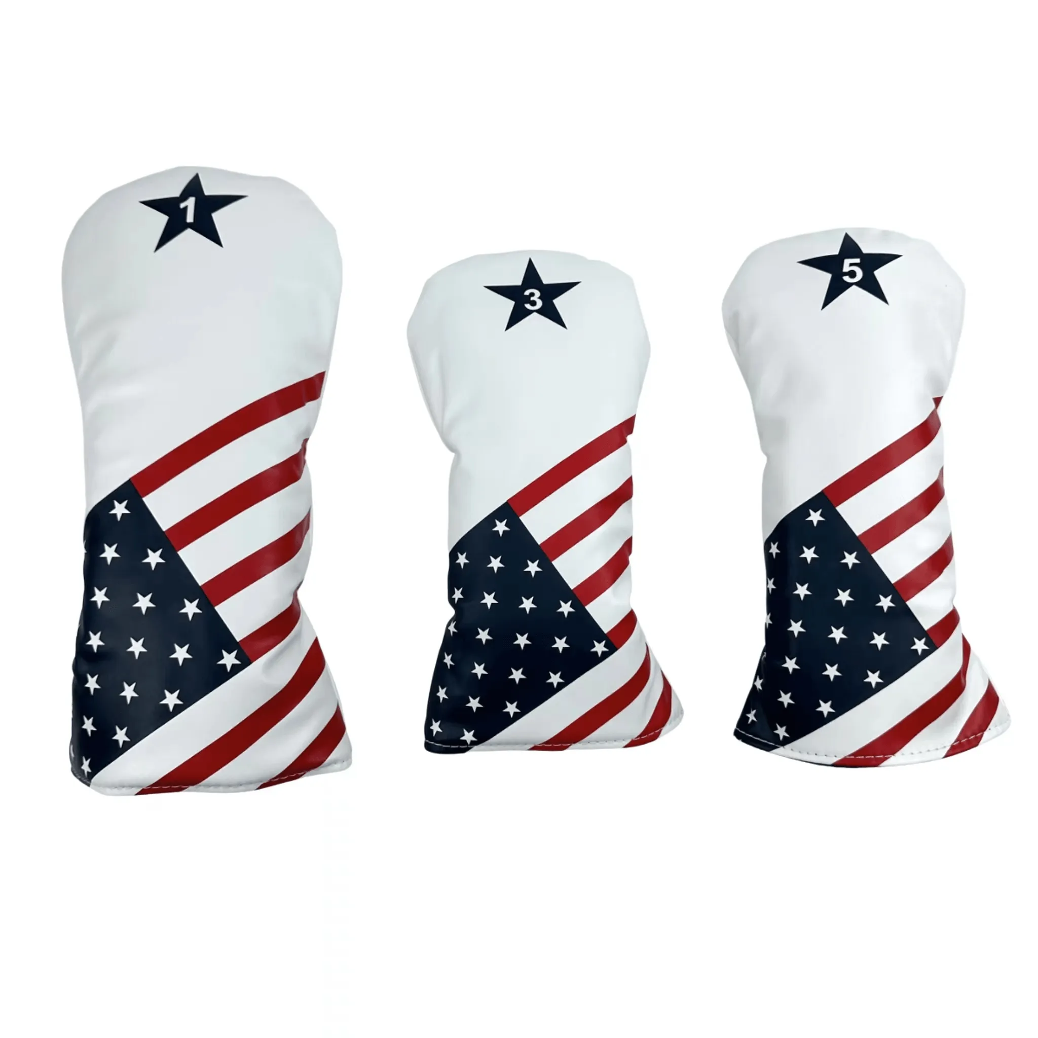 USA Star Pattern Golf Wood Club Head Cover PU Leather