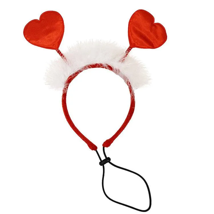 Valentine’s Day Pet Decoration Set – Heart Headband & Scarf for Pets