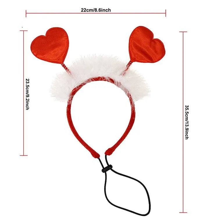 Valentine’s Day Pet Decoration Set – Heart Headband & Scarf for Pets