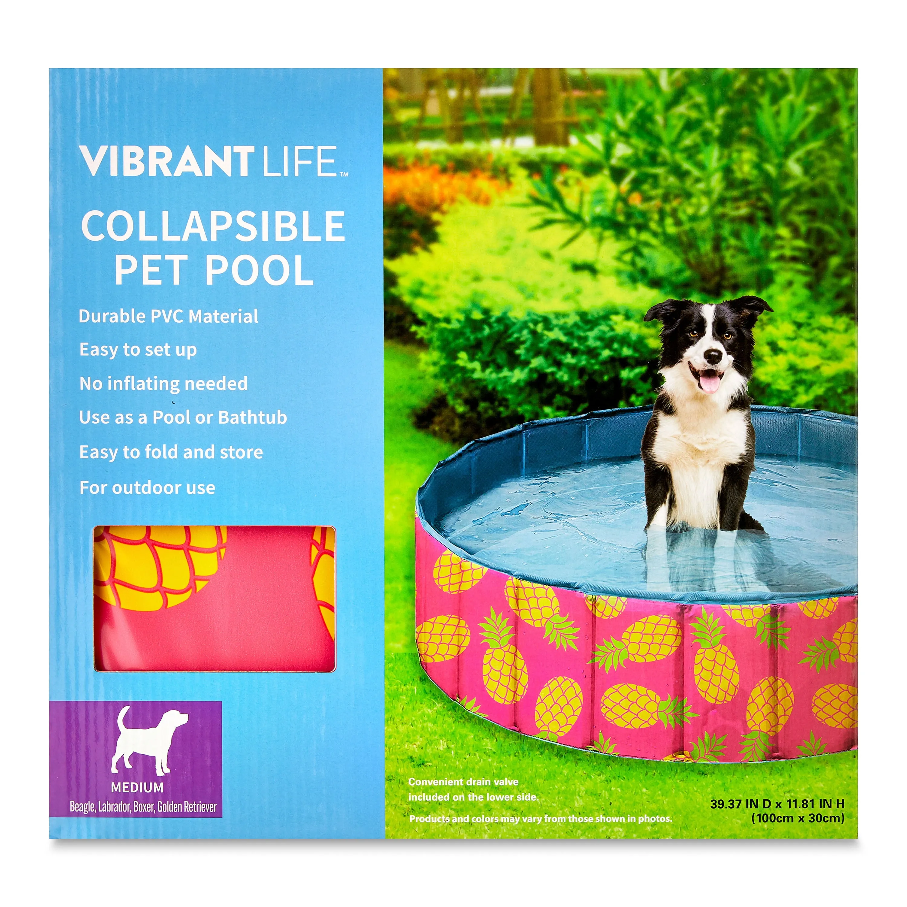 Vibrant Life Dog Pool, Pineapple, 39" Diameter