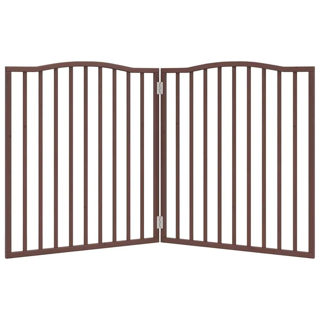 vidaXL Dog Gate Foldable 2 Panels Brown Oak 160 cm Poplar Wood