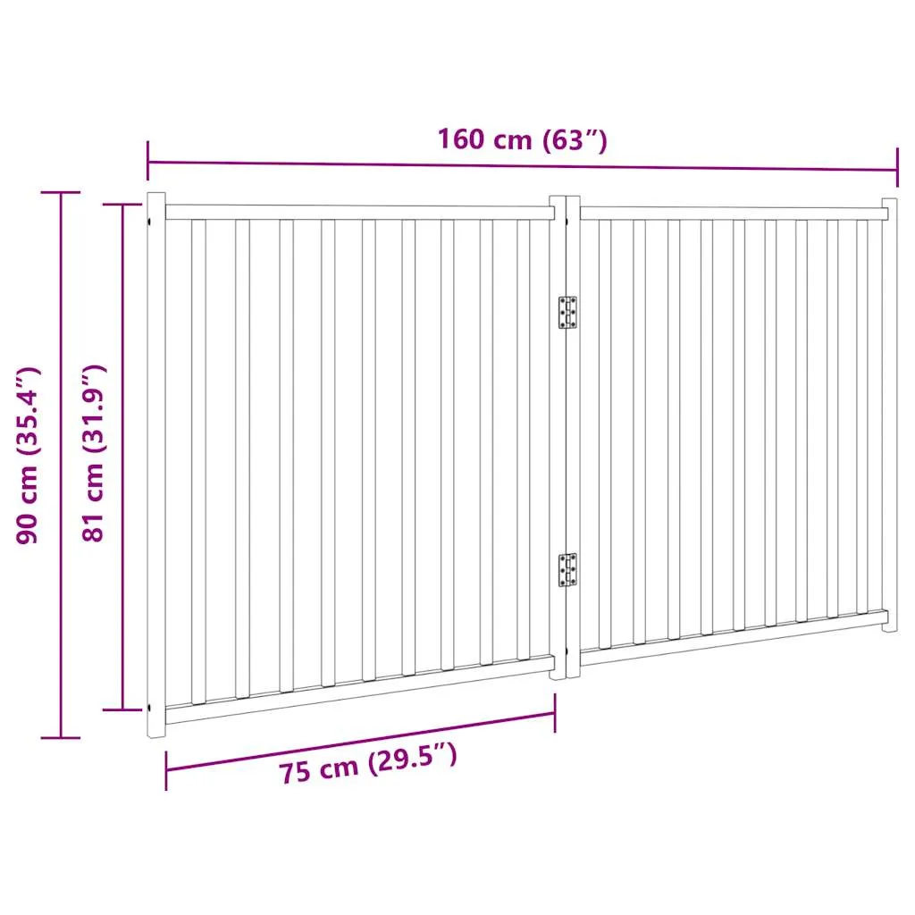 vidaXL Dog Gate Foldable 2 Panels Brown Oak 160 cm Solid Wood Fir