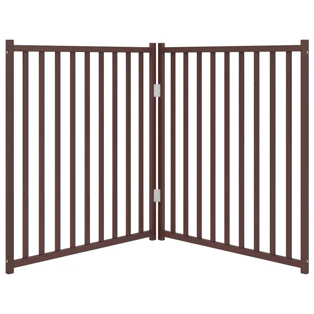 vidaXL Dog Gate Foldable 2 Panels Brown Oak 160 cm Solid Wood Fir