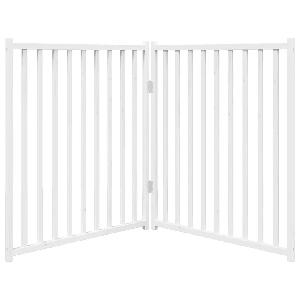 vidaXL Dog Gate Foldable 2 Panels White 160 cm Solid Wood Fir