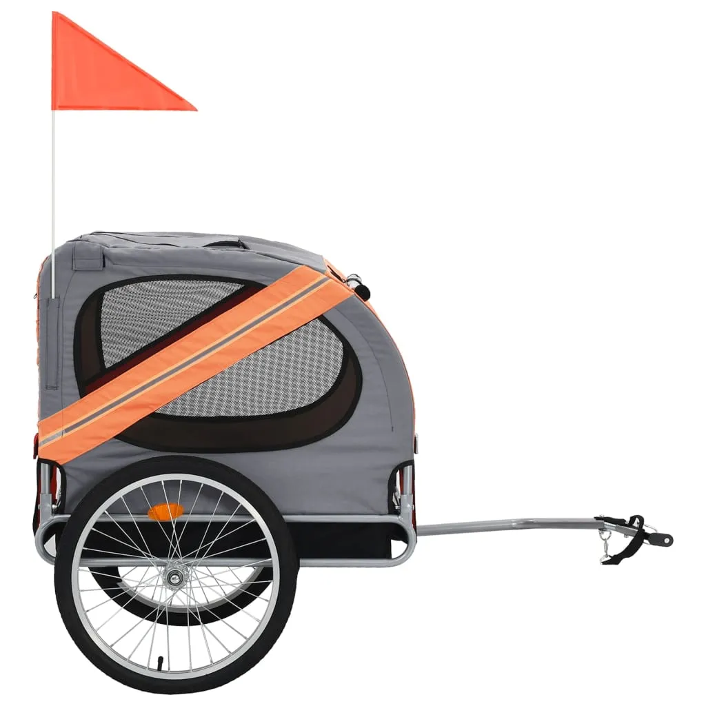 vidaXL Pet Bike Trailer Orange and Grey