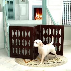 Wooden Portable Safety Pet Fence Gate Partition For Kids (3 Panel)