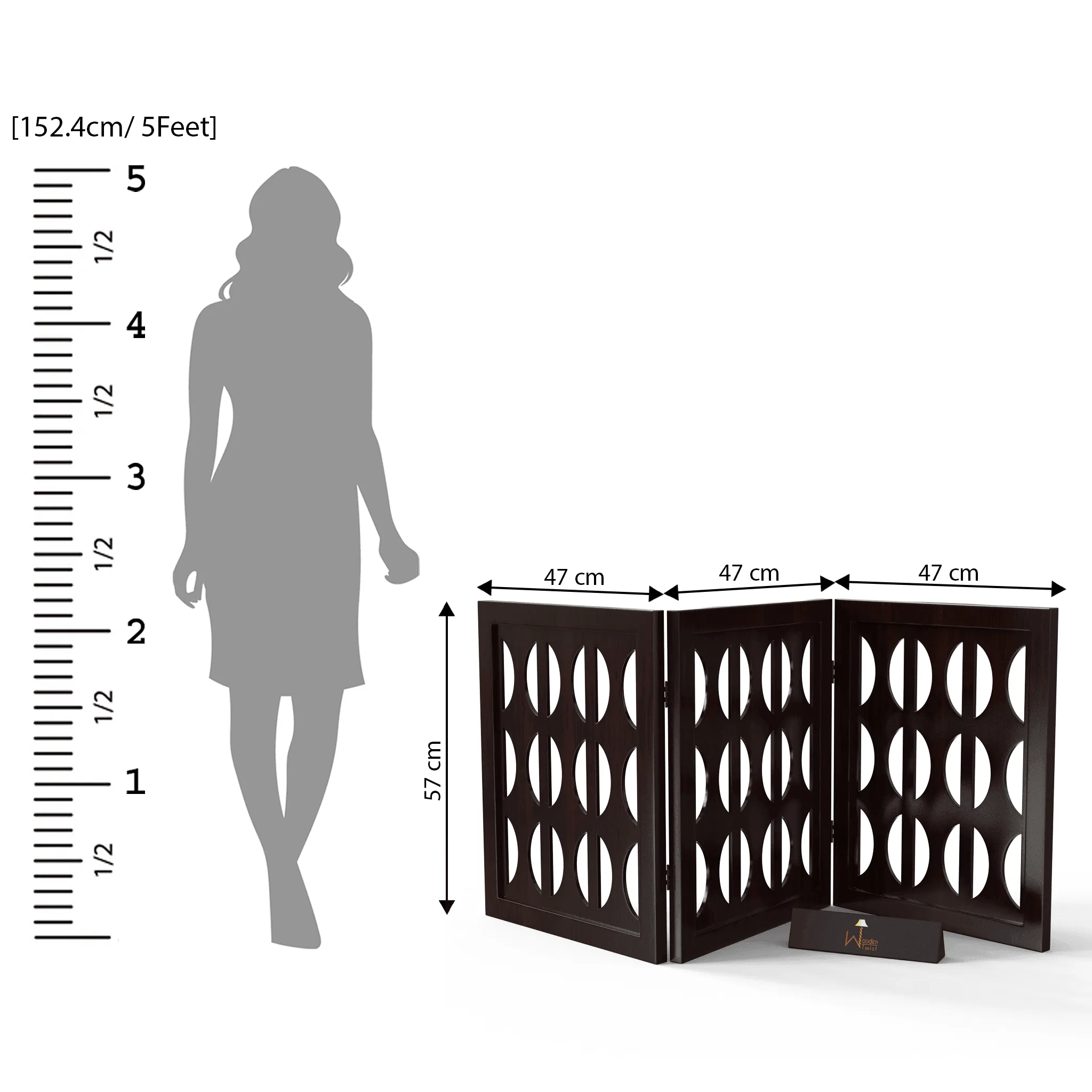 Wooden Portable Safety Pet Fence Gate Partition For Kids (3 Panel)
