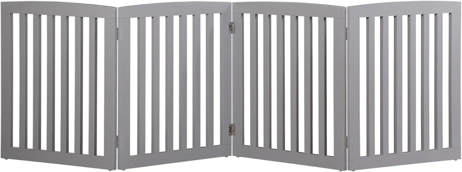 ZENY™ 24 Inch 4 Panels Pet Dog Gate, White Wooden Dog Door,Gate Foldable for House Doorway Stairs Indoor Wooden Fence