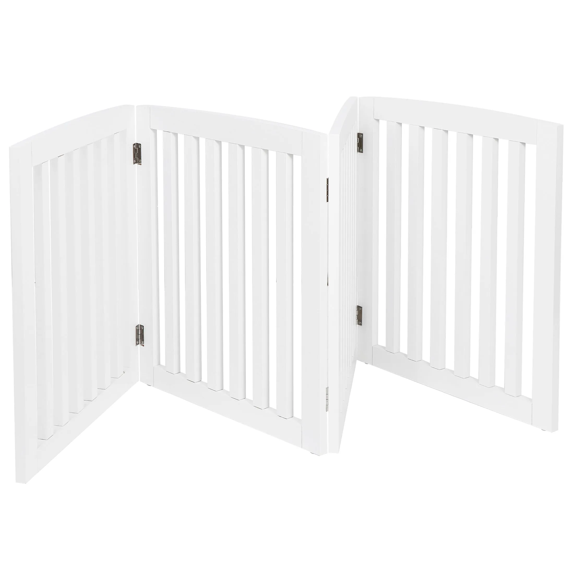 ZENY™ 24 Inch 4 Panels Pet Dog Gate, White Wooden Dog Door,Gate Foldable for House Doorway Stairs Indoor Wooden Fence