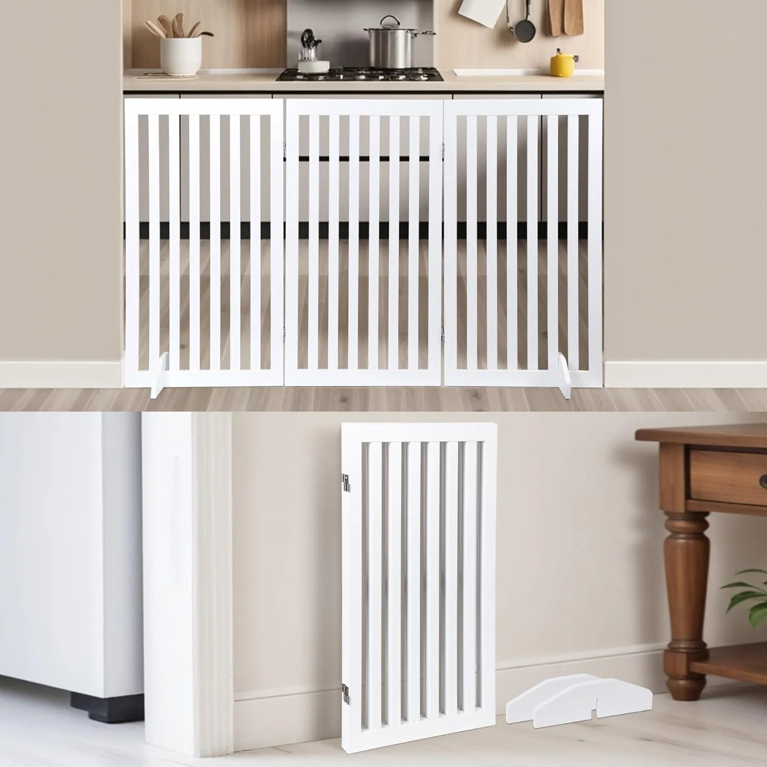 ZENY™ 36" H Pet Dog Gate, Foldable Freestanding Dog Door 3 Panel
