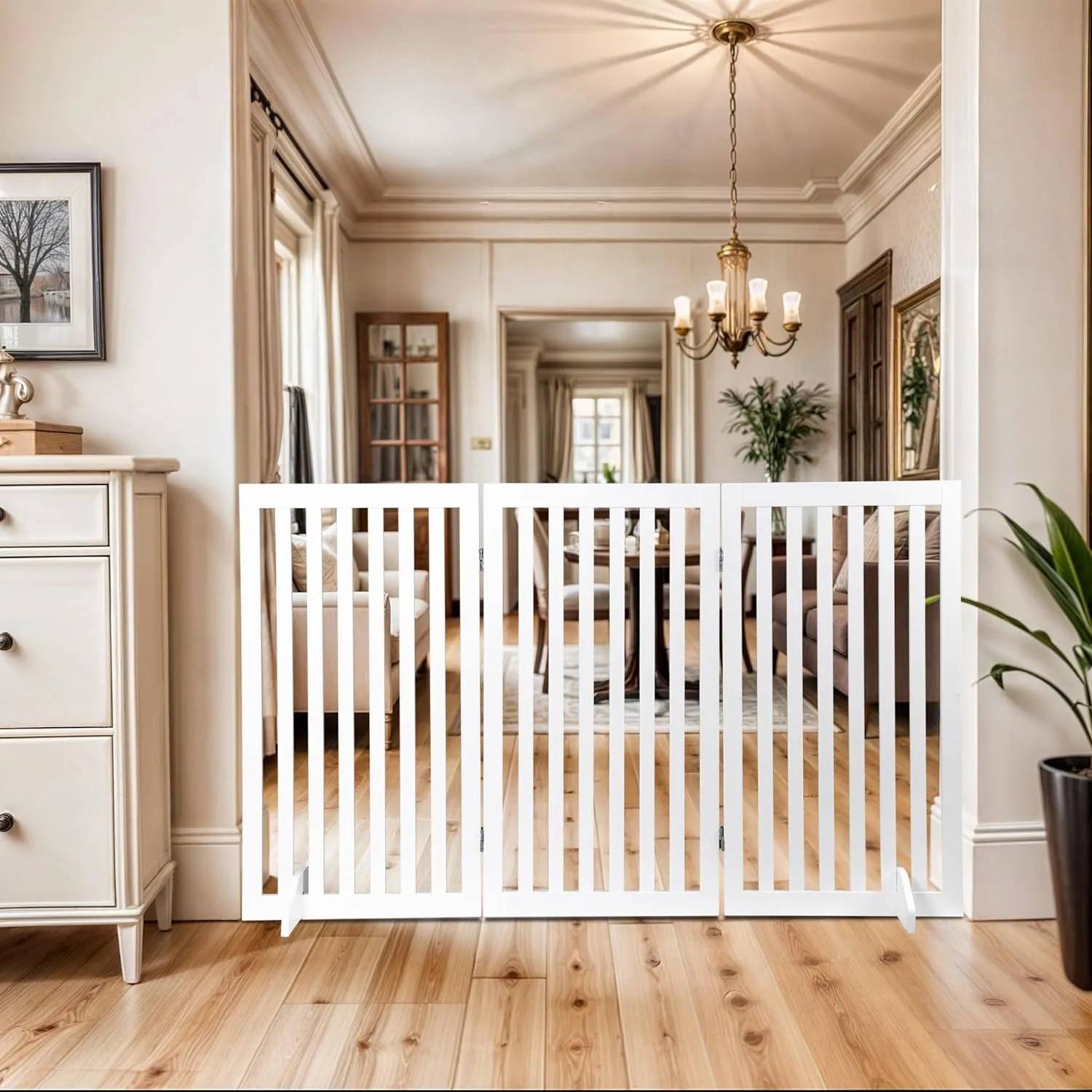 ZENY™ 36" H Pet Dog Gate, Foldable Freestanding Dog Door 3 Panel