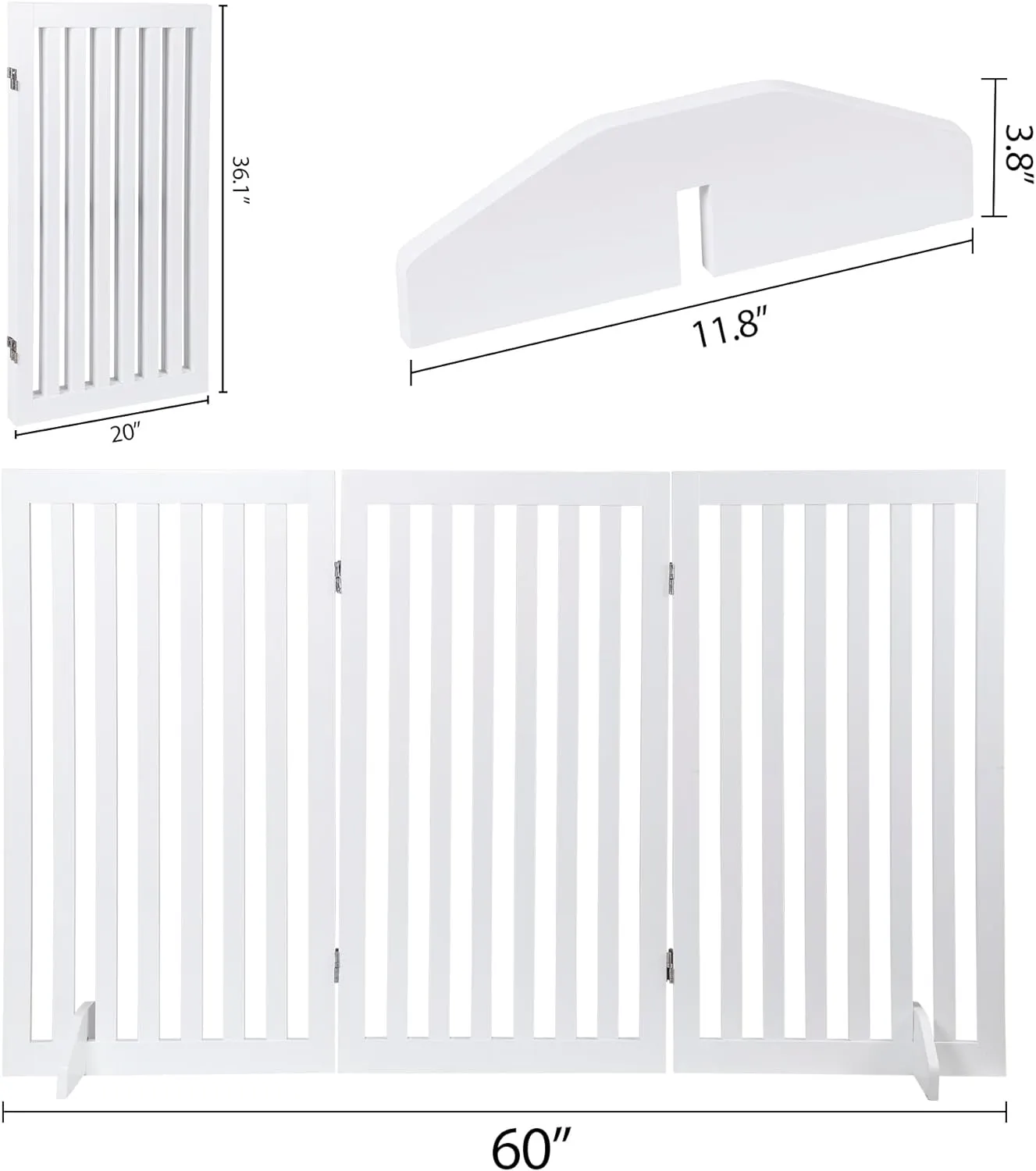 ZENY™ 36" H Pet Dog Gate, Foldable Freestanding Dog Door 3 Panel