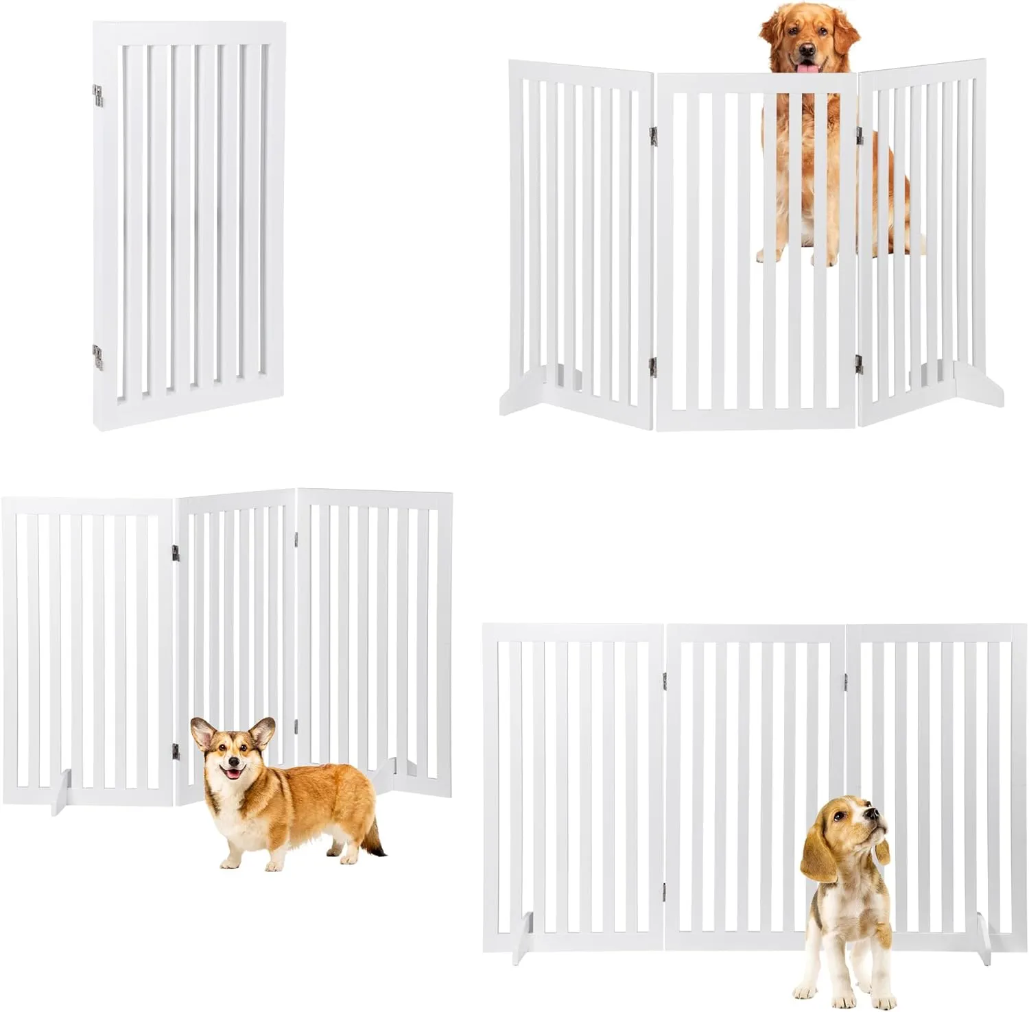 ZENY™ 36" H Pet Dog Gate, Foldable Freestanding Dog Door 3 Panel